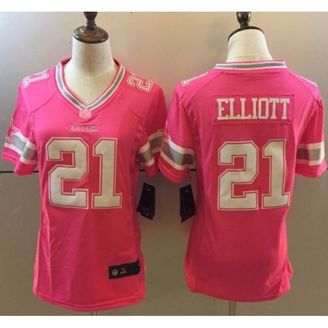 Women's Cowboys #21 Ezekiel Elliott Pink Stitched NFL Elite Jersey