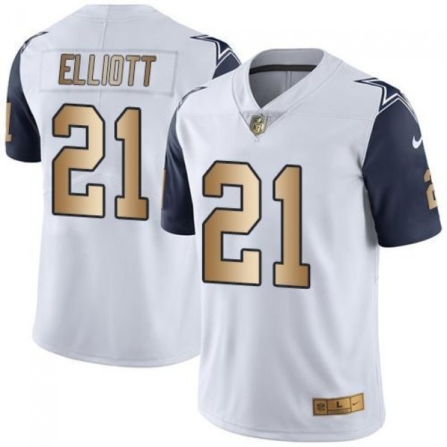Dallas Cowboys #21 Ezekiel Elliott White Youth Stitched NFL Limited Gold Rush Jersey