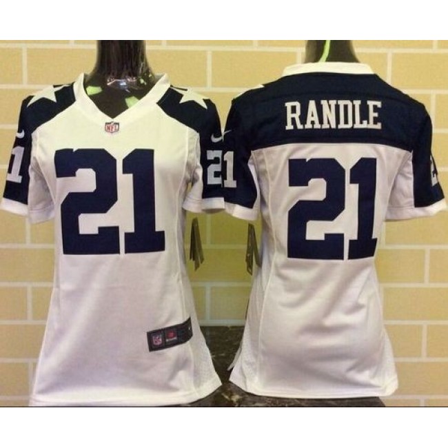 Women's Cowboys #21 Joseph Randle White Thanksgiving Throwback Stitched NFL Elite Jersey