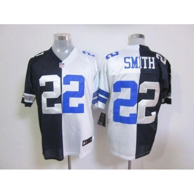 Nike Cowboys #22 Emmitt Smith Navy Blue/White Men's Stitched NFL Elite Split Jersey