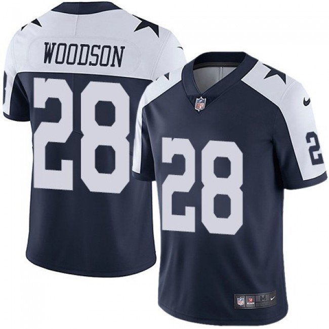 Nike Cowboys #28 Darren Woodson Navy Blue Thanksgiving Men's Stitched NFL Vapor Untouchable Limited Throwback Jersey