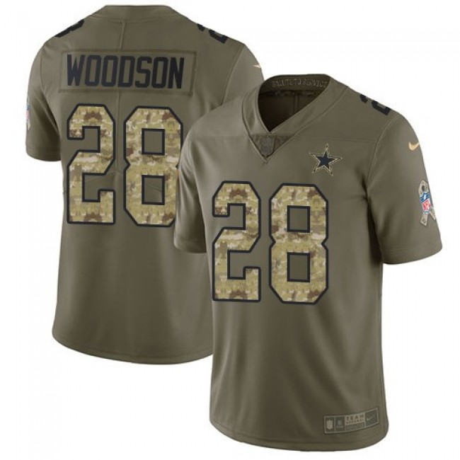 Nike Cowboys #28 Darren Woodson Olive/Camo Men's Stitched NFL Limited 2017 Salute To Service Jersey