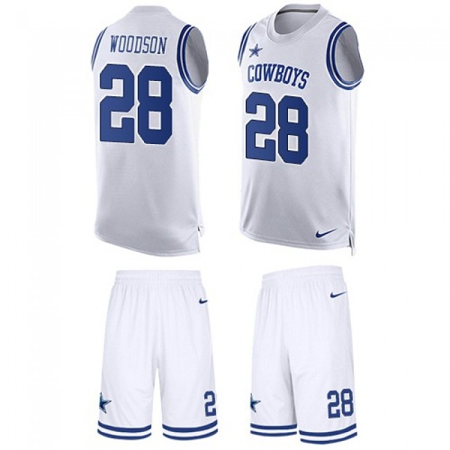 Nike Cowboys #28 Darren Woodson White Men's Stitched NFL Limited Tank Top Suit Jersey