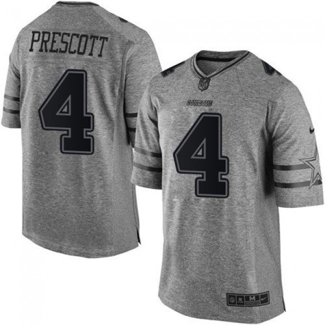 Nike Cowboys #4 Dak Prescott Gray Men's Stitched NFL Limited Gridiron Gray Jersey
