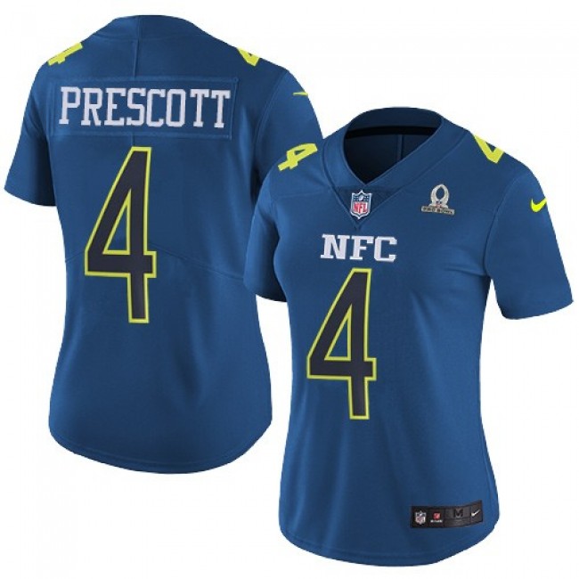 Women's Cowboys #4 Dak Prescott Navy Stitched NFL Limited NFC 2017 Pro Bowl Jersey