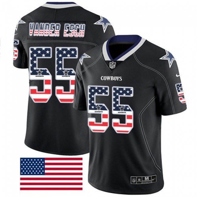 Nike Cowboys #55 Leighton Vander Esch Black Men's Stitched NFL Limited Rush USA Flag Jersey