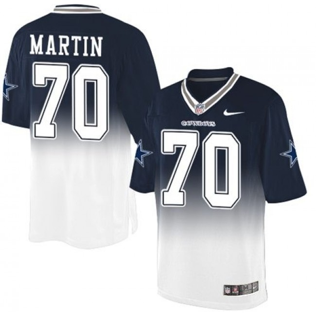 Nike Cowboys #70 Zack Martin Navy Blue/White Men's Stitched NFL Elite Fadeaway Fashion Jersey