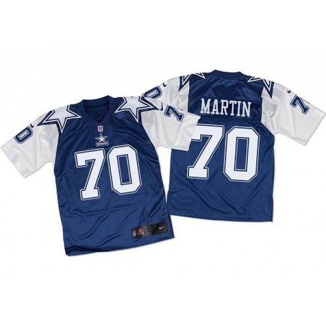 Nike Cowboys #70 Zack Martin Navy Blue/White Throwback Men's Stitched NFL Elite Jersey
