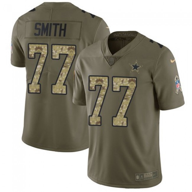 Dallas Cowboys #77 Tyron Smith Olive-Camo Youth Stitched NFL Limited 2017 Salute to Service Jersey