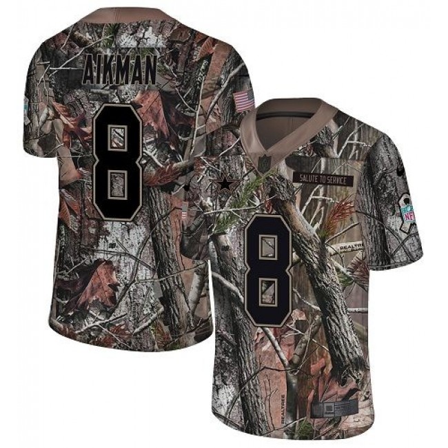 Nike Cowboys #8 Troy Aikman Camo Men's Stitched NFL Limited Rush Realtree Jersey