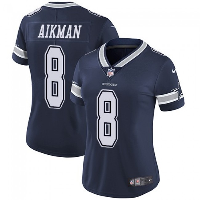 Women's Cowboys #8 Troy Aikman Navy Blue Team Color Stitched NFL Vapor Untouchable Limited Jersey