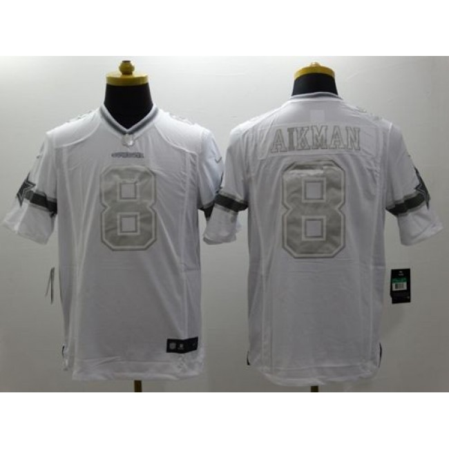 Nike Cowboys #8 Troy Aikman White Men's Stitched NFL Limited Platinum Jersey
