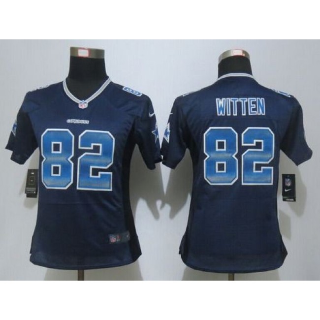 Women's Cowboys #82 Jason Witten Navy Blue Team Color Stitched NFL Elite Strobe Jersey