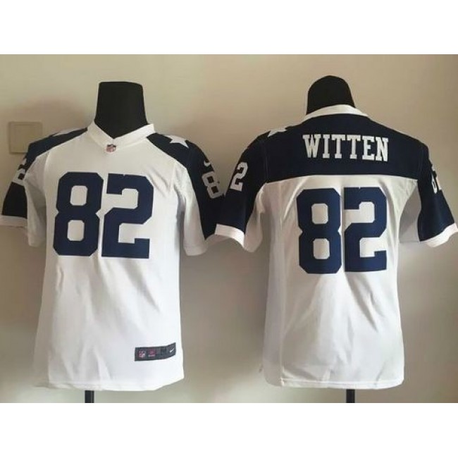 Dallas Cowboys #82 Jason Witten White Thanksgiving Youth Throwback Stitched NFL Elite Jersey