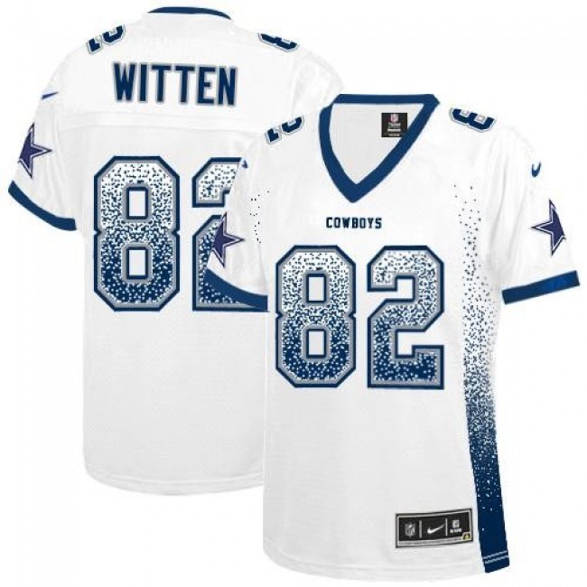 Women's Cowboys #82 Jason Witten White Stitched NFL Elite Drift Jersey