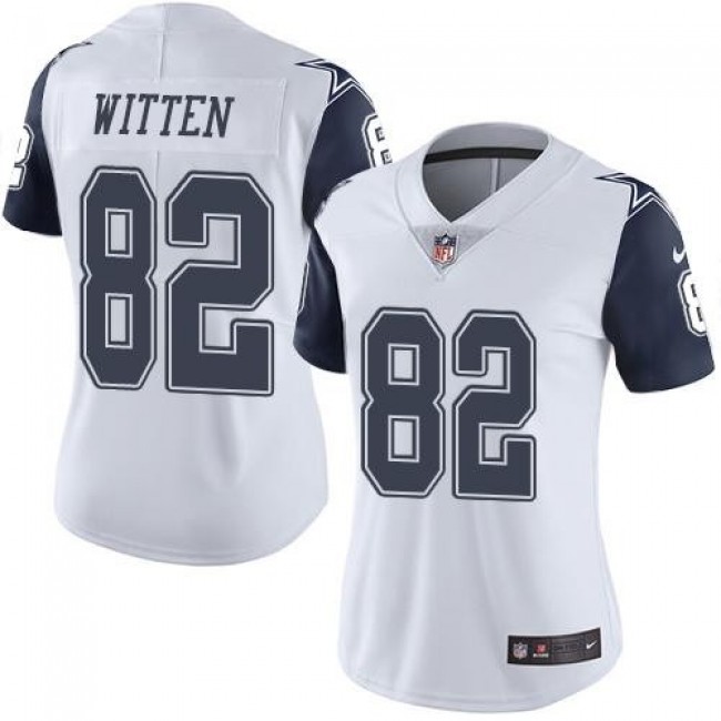 Women's Cowboys #82 Jason Witten White Stitched NFL Limited Rush Jersey