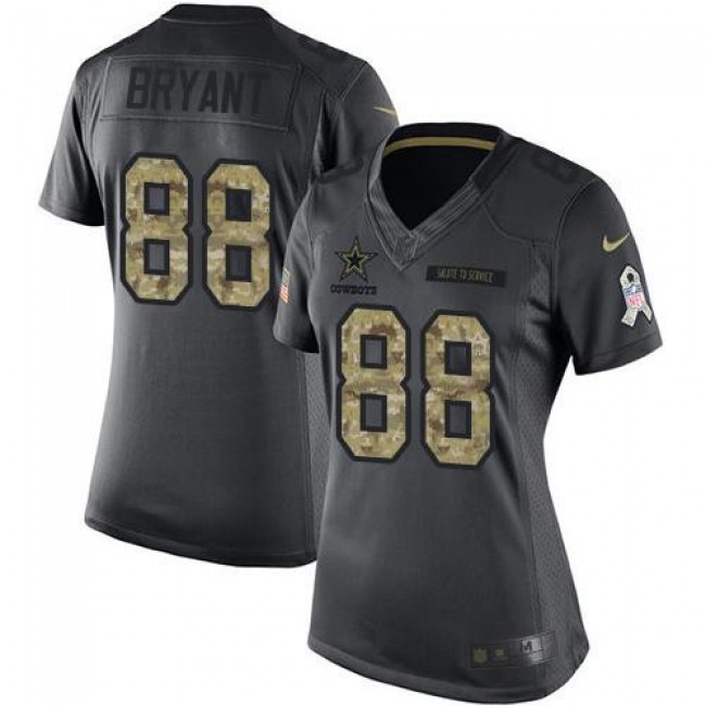 Women's Cowboys #88 Dez Bryant Black Stitched NFL Limited 2016 Salute to Service Jersey