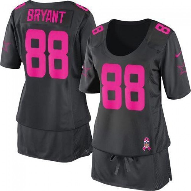 Women's Cowboys #88 Dez Bryant Dark Grey Breast Cancer Awareness Stitched NFL Elite Jersey