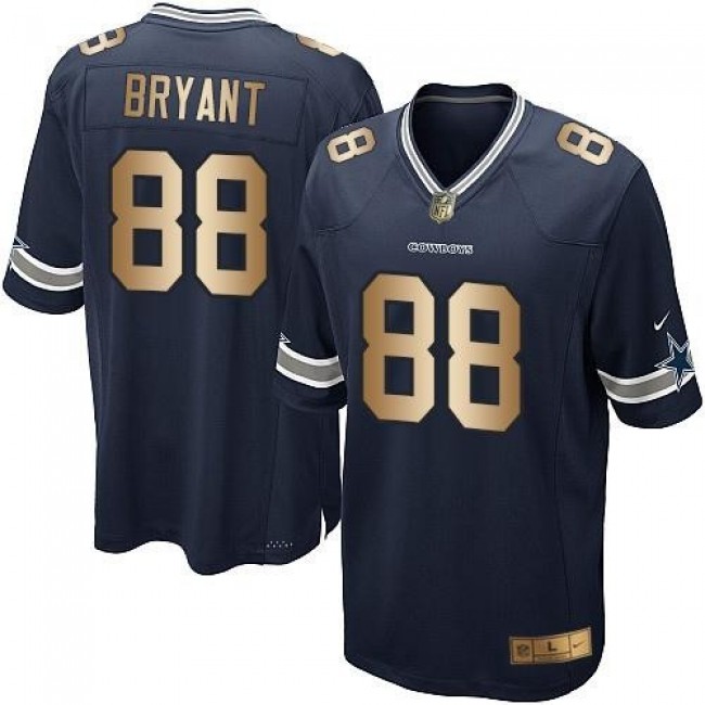 Dallas Cowboys #88 Dez Bryant Navy Blue Team Color Youth Stitched NFL Elite Gold Jersey