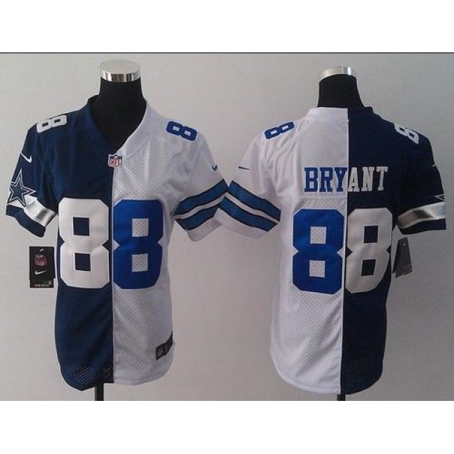 Women's Cowboys #88 Dez Bryant Navy Blue White Stitched NFL Elite Split Jersey