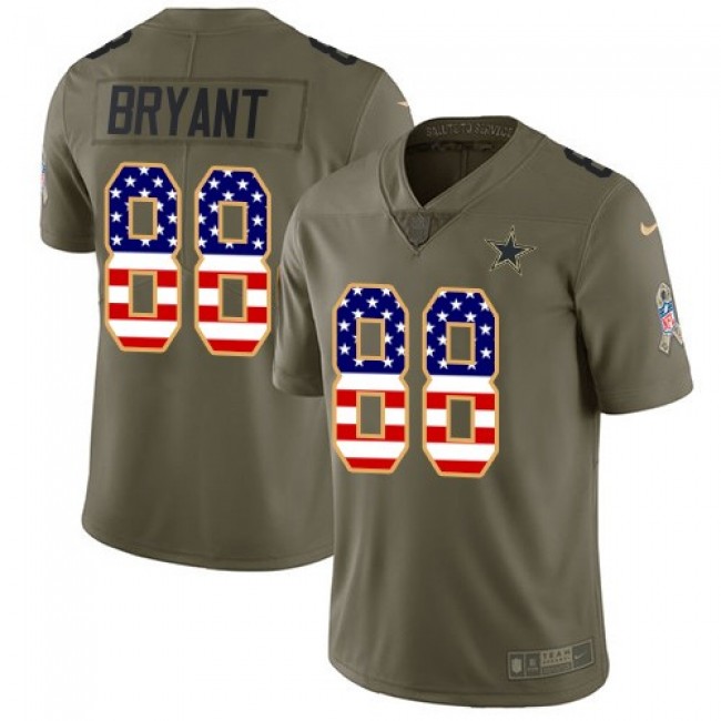 Dallas Cowboys #88 Dez Bryant Olive-USA Flag Youth Stitched NFL Limited 2017 Salute to Service Jersey