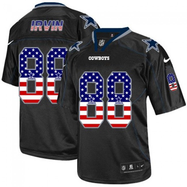 Nike Cowboys #88 Michael Irvin Black Men's Stitched NFL Elite USA Flag Fashion Jersey