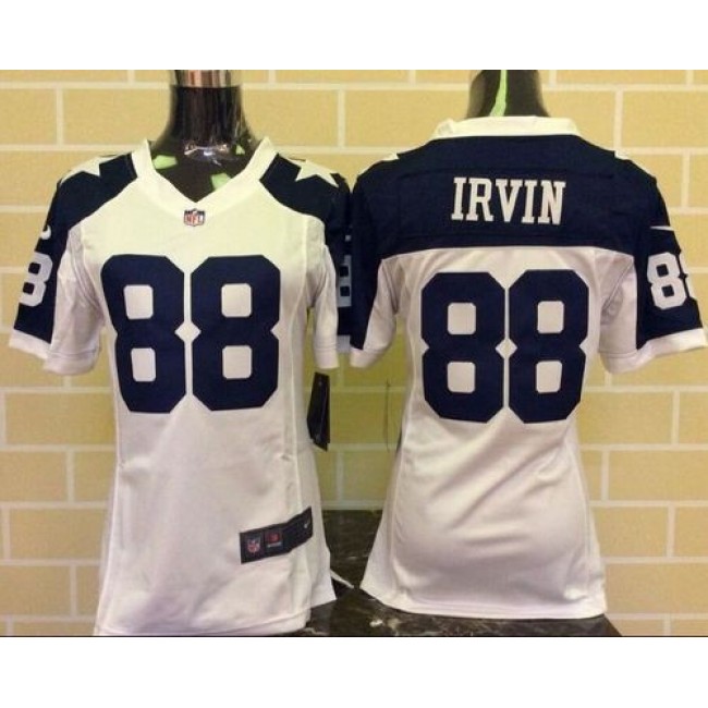 Women's Cowboys #88 Michael Irvin White Thanksgiving Throwback Stitched NFL Elite Jersey