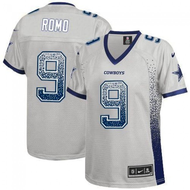Women's Cowboys #9 Tony Romo Grey Stitched NFL Elite Drift Jersey