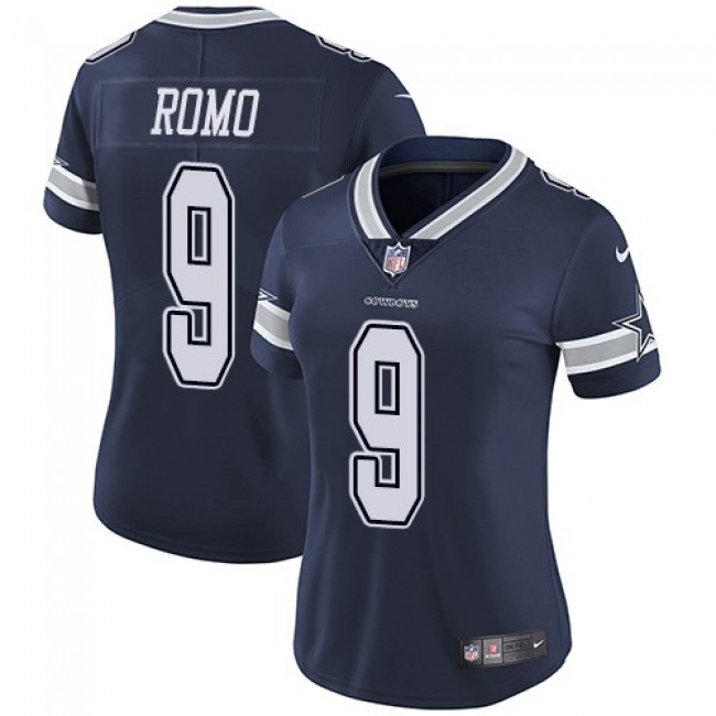 Women's Cowboys #9 Tony Romo Navy Blue Team Color Stitched NFL Vapor Untouchable Limited Jersey