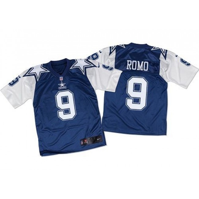 Nike Cowboys #9 Tony Romo Navy Blue/White Throwback Men's Stitched NFL Elite Jersey
