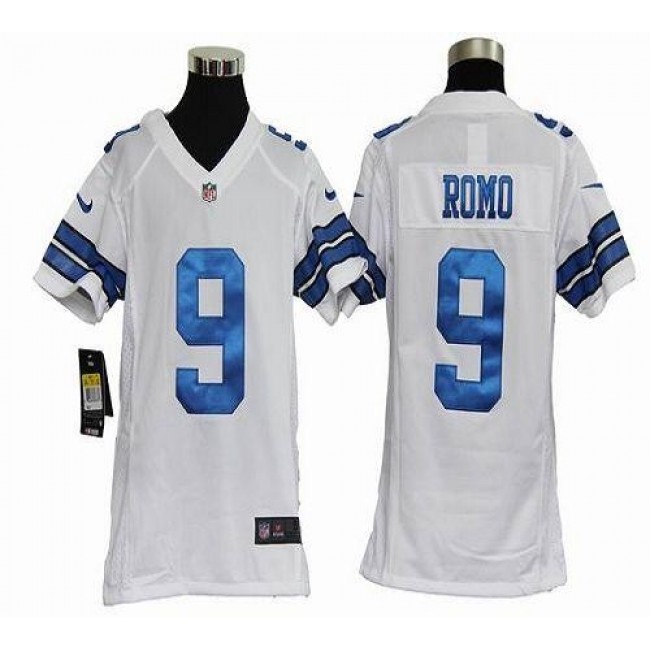 Dallas Cowboys #9 Tony Romo White Youth Stitched NFL Elite Jersey