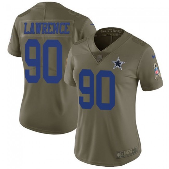 Women's Cowboys #90 Demarcus Lawrence Olive Stitched NFL Limited 2017 Salute to Service Jersey