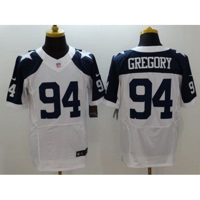 Nike Cowboys #94 Randy Gregory White Thanksgiving Throwback Men's Stitched NFL Elite Jersey