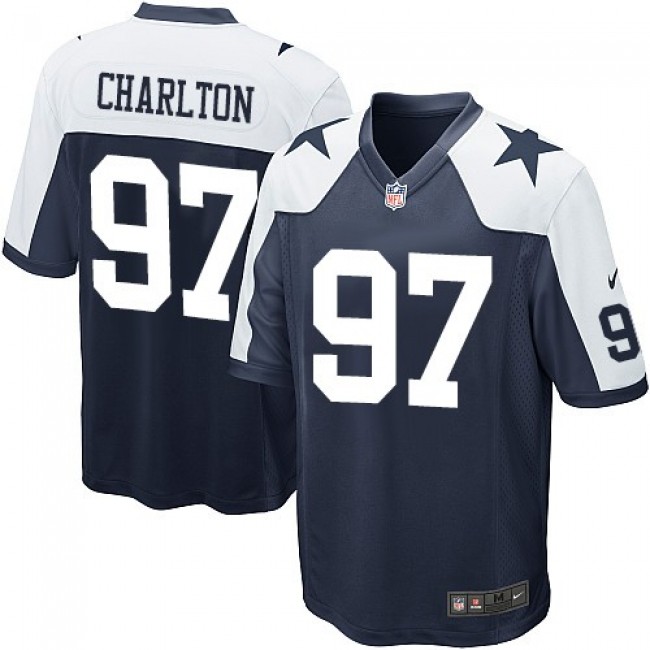Dallas Cowboys #97 Taco Charlton Navy Blue Thanksgiving Youth Stitched NFL Throwback Elite Jersey