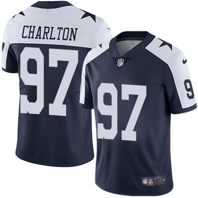 Dallas Cowboys #97 Taco Charlton Navy Blue Thanksgiving Youth Stitched NFL Vapor Untouchable Limited Throwback Jersey
