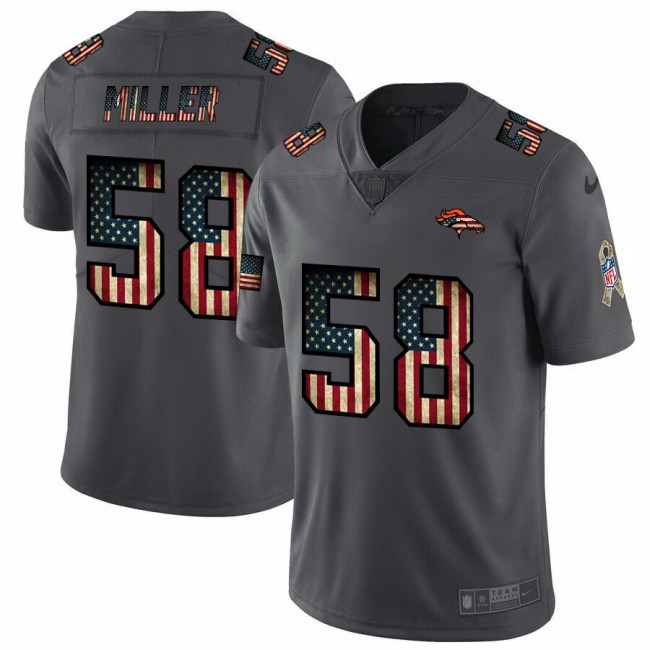 Denver Broncos #58 Von Miller Nike 2018 Salute to Service Retro USA Flag Limited NFL Jersey