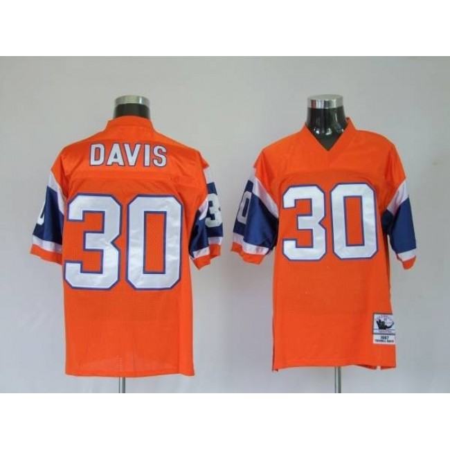 Mitchel & Ness Broncos #30 Terrell Davis Orange Stitched Throwback NFL Jersey