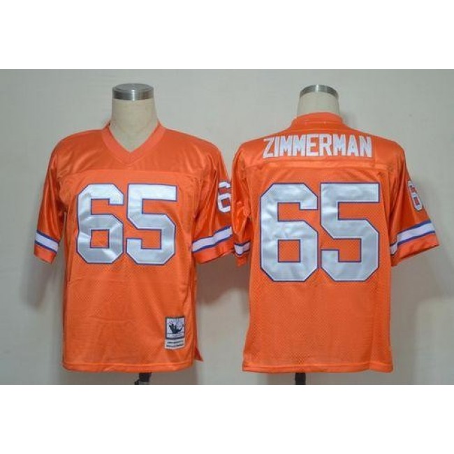 Mitchell And Ness Broncos #65 Gary Zimmerman Orange Stitched Throwback NFL Jersey