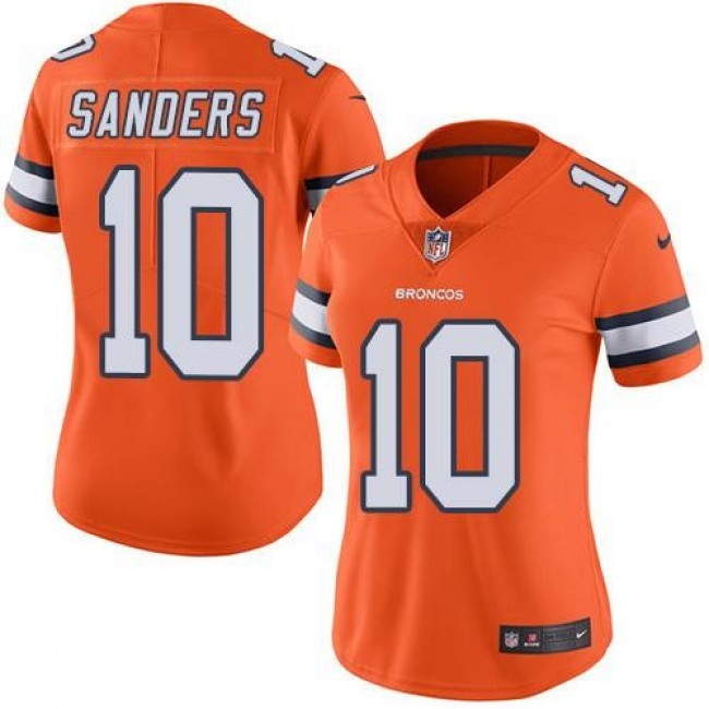 Women's Broncos #10 Emmanuel Sanders Orange Stitched NFL Limited Rush Jersey