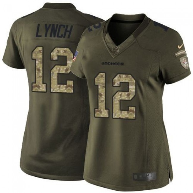 Women's Broncos #12 Paxton Lynch Green Stitched NFL Limited Salute to Service Jersey