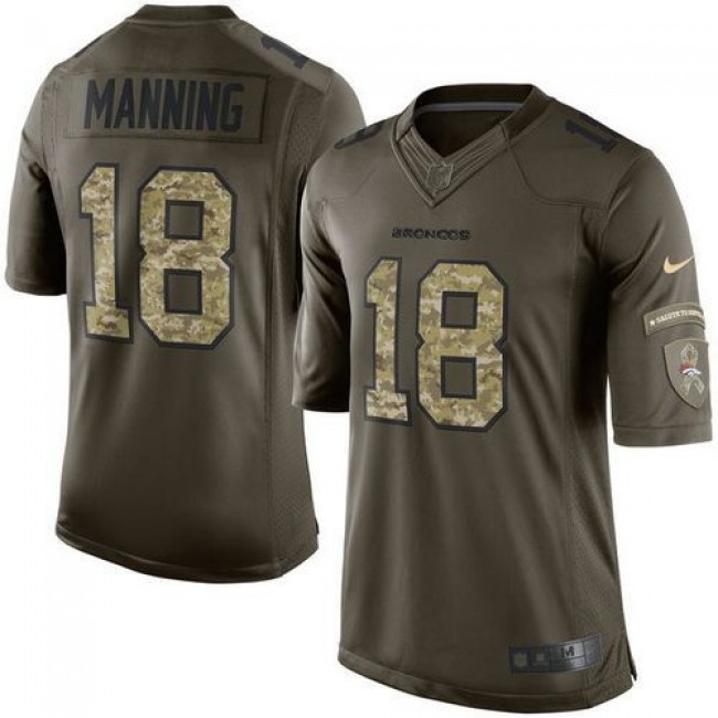 Denver Broncos #18 Peyton Manning Green Youth Stitched NFL Limited Salute to Service Jersey