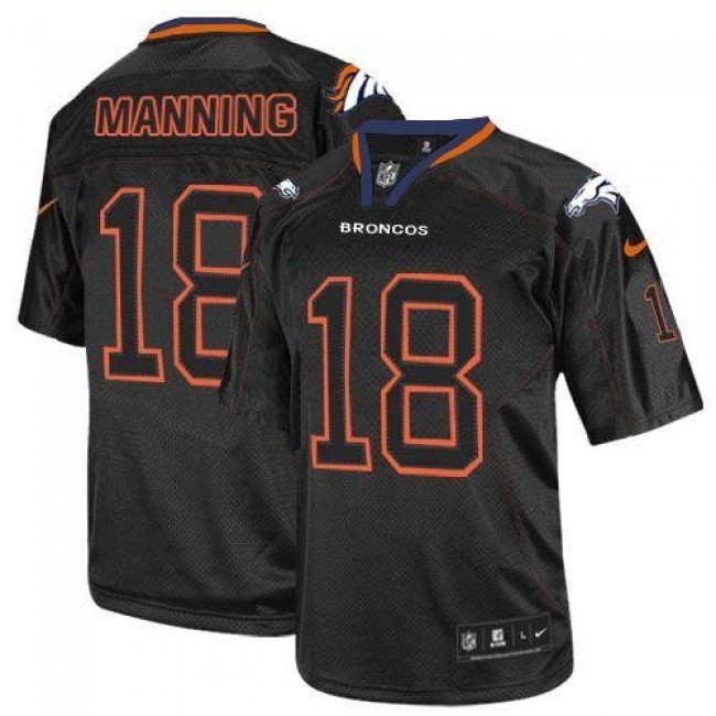 Denver Broncos #18 Peyton Manning Lights Out Black Youth Stitched NFL Elite Jersey