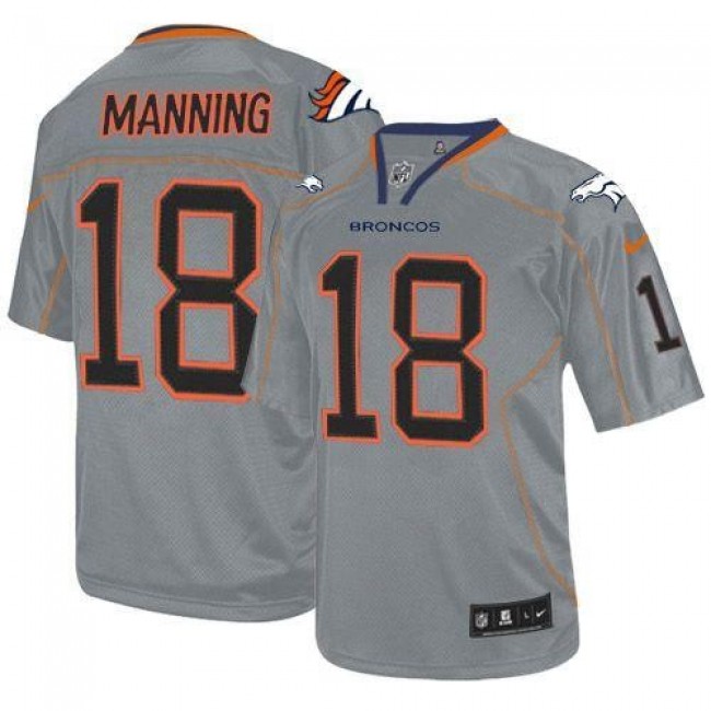 Denver Broncos #18 Peyton Manning Lights Out Grey Youth Stitched NFL Elite Jersey
