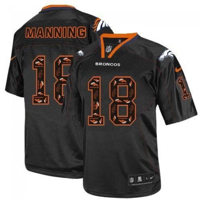 Nike Broncos #18 Peyton Manning New Lights Out Black Men's Stitched NFL Elite Jersey