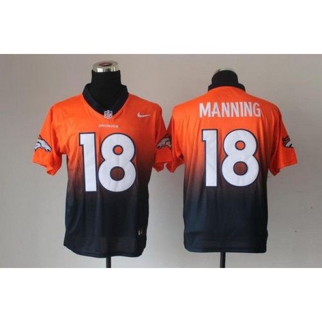 Nike Broncos #18 Peyton Manning Orange/Navy Blue Men's Stitched NFL Elite Fadeaway Fashion Jersey