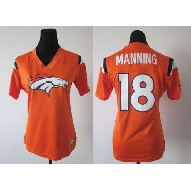 Women's Broncos #18 Peyton Manning Orange Team Color Stitched NFL Team Diamond Elite Jersey