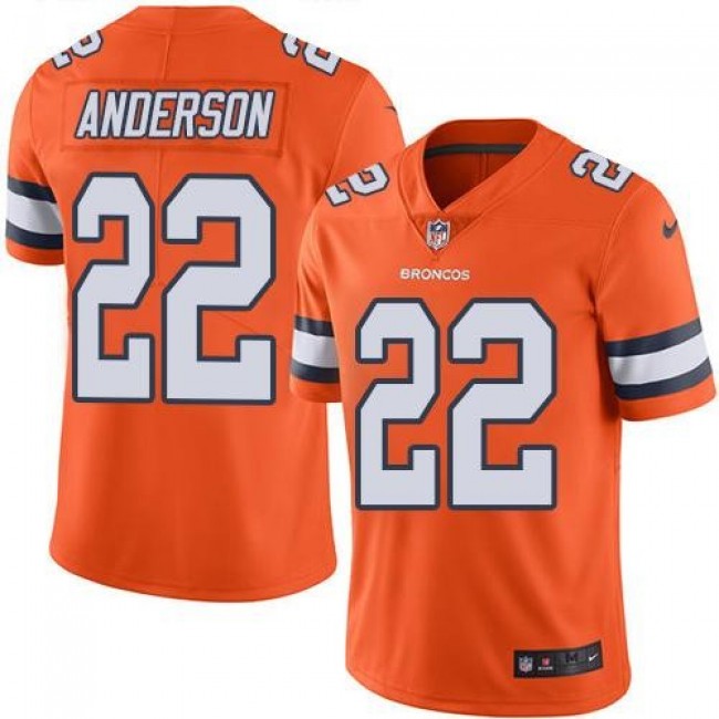 Denver Broncos #22 C.J. Anderson Orange Youth Stitched NFL Limited Rush Jersey