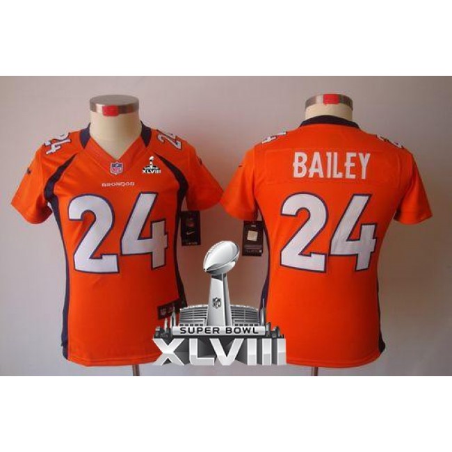 Women's Broncos #24 Champ Bailey Orange Team Color Super Bowl XLVIII Stitched NFL Limited Jersey