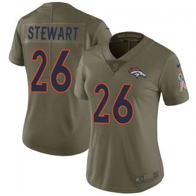 Women's Broncos #26 Darian Stewart Olive Stitched NFL Limited 2017 Salute to Service Jersey