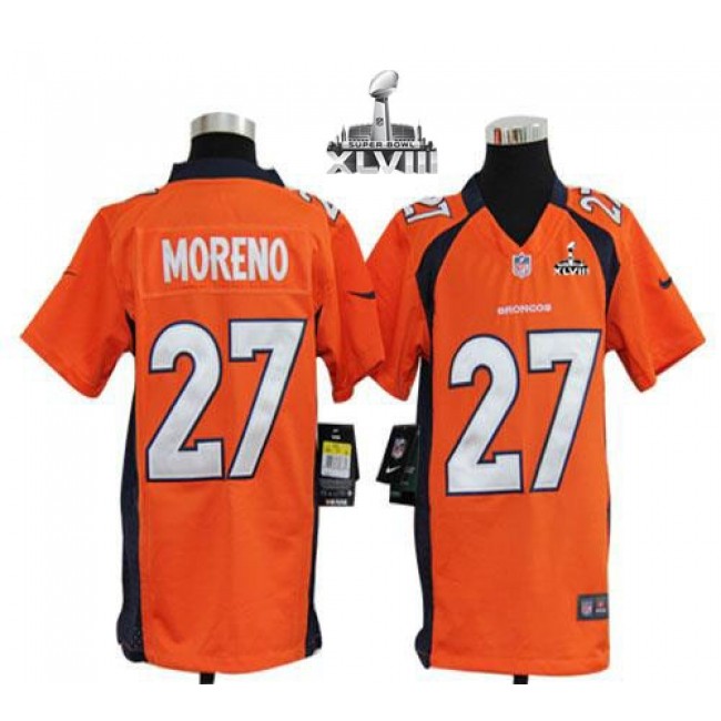 Denver Broncos #27 Knowshon Moreno Orange Team Color Super Bowl XLVIII Youth Stitched NFL Elite Jersey